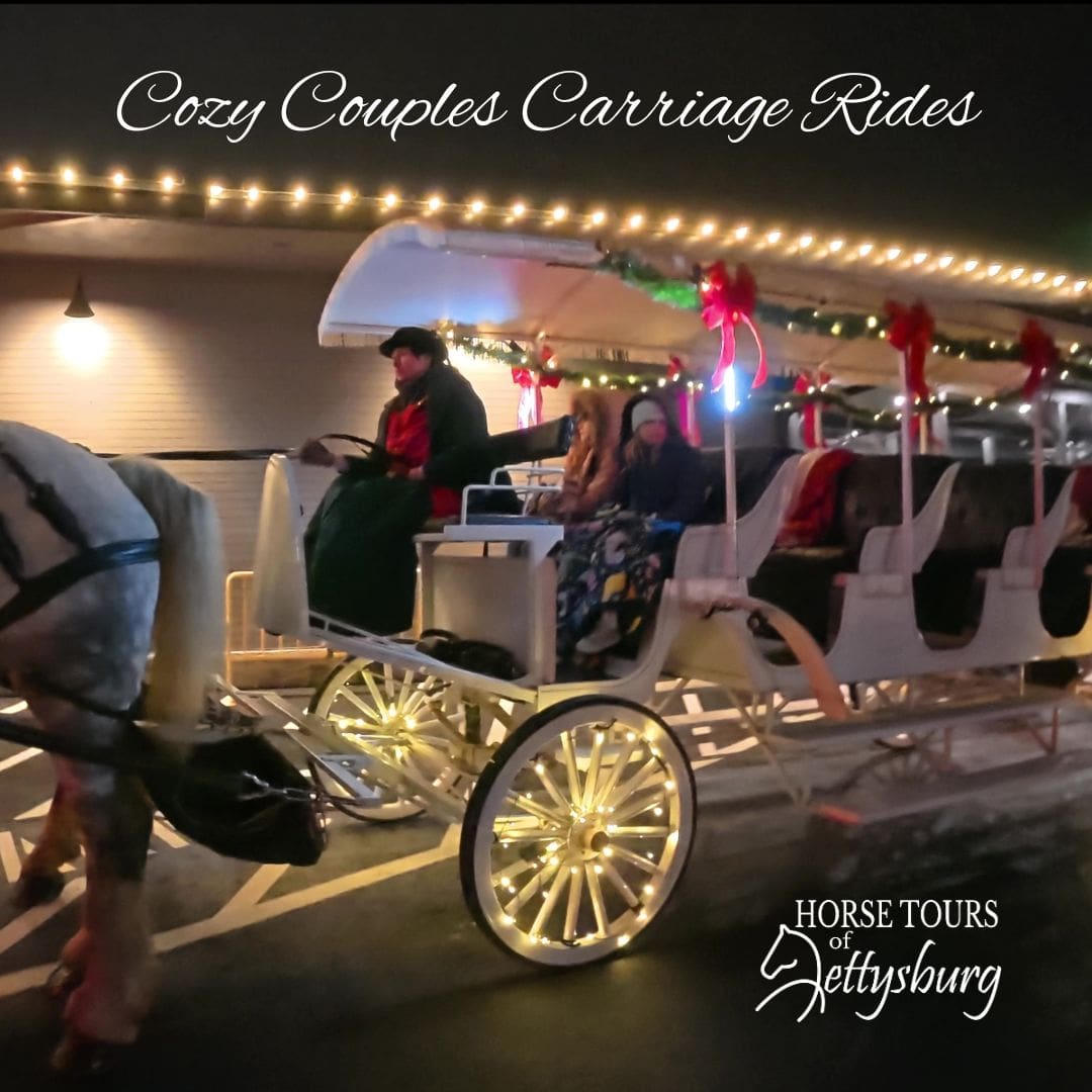 Cozy Couples Christmas carriage ride in Gettysburg